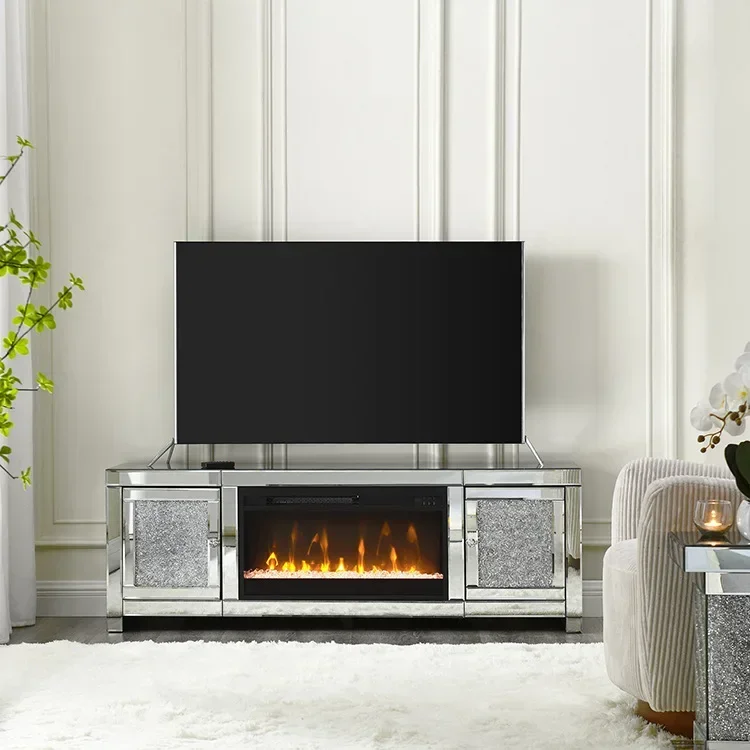 Silver mirror TV cabinet with simulated fire fireplace electronic creative light luxury Nordic silver mirror decorative heating
Silver mirror TV cabinet with simulated fire fireplace electronic creative light luxury Nordic silver mirror decorative heating