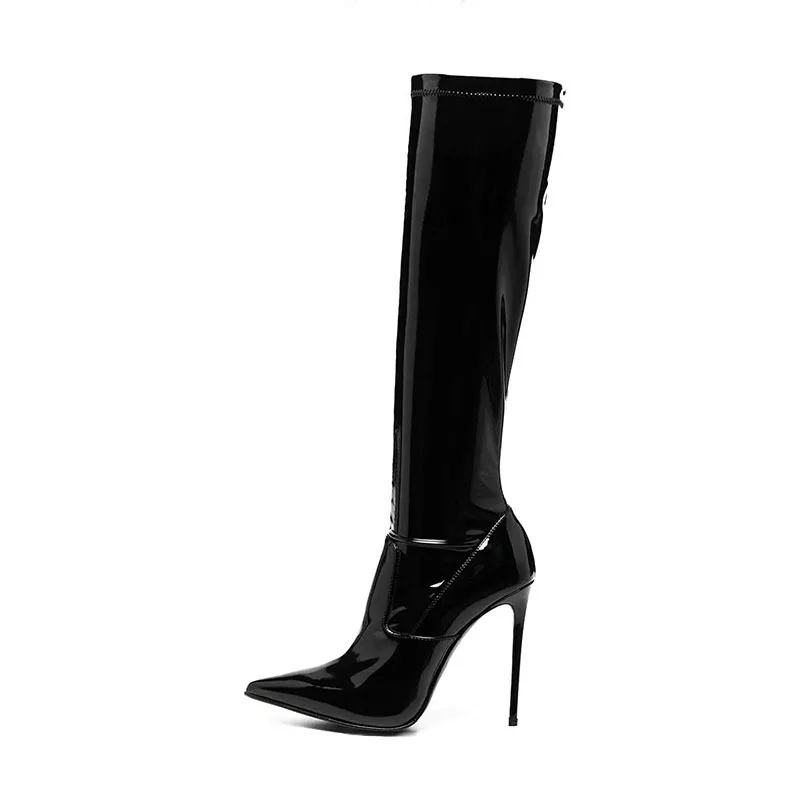 Arden Furtado 2025 Autumn Patent Leather Knee high boots Pointed toe Back zipper Super high heel Modern boots Extra large size
Arden Furtado 2025 Autumn Patent Leather Knee high boots Pointed toe Back zipper Super high heel Modern boots Extra large size