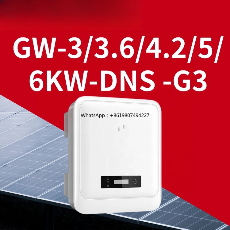 on Grid Solar Inverter GW-3/3.6/4.2/5/6KW-DNS -G3 Single Phase 3 MPPTs 98.1% Efficiency WiFi
on Grid Solar Inverter GW-3/3.6/4.2/5/6KW-DNS -G3 Single Phase 3 MPPTs 98.1% Efficiency WiFi