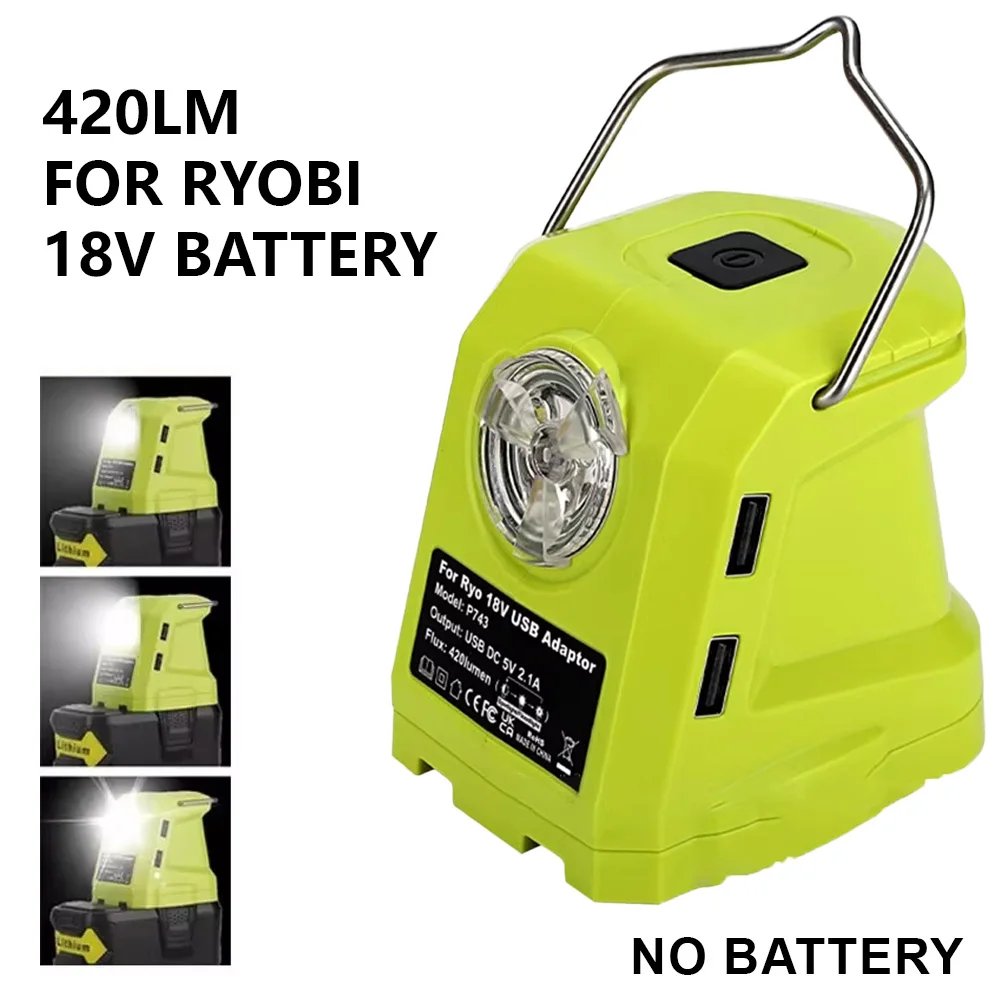 Светодиодный рабочий фонарь 9 Вт для литий-ионного аккумулятора RYOBI 18 В, адаптер с двумя USB-конвертерами для портативного прожектора Ryobi, часть электроинструмента
Светодиодный рабочий фонарь 9 Вт для литий-ионного аккумулятора RYOBI 18 В, адаптер с двумя USB-конвертерами для портативного прожектора Ryobi, часть электроинструмента
