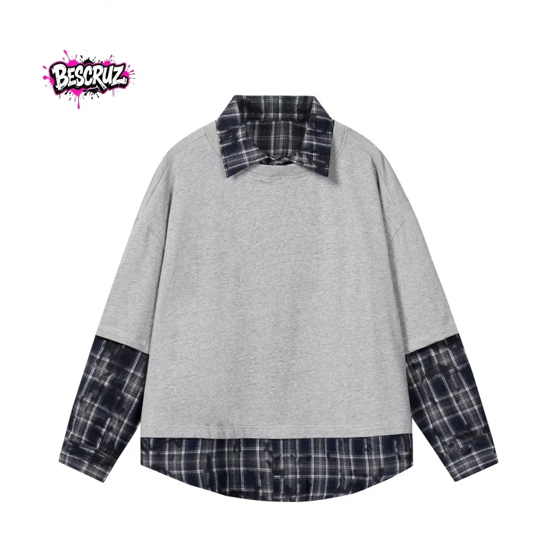 BESCRUZ High Quality EU US Size Vintage Fake Two-Piece Plaid Patchwork Loose Pullover Shirt
BESCRUZ High Quality EU US Size Vintage Fake Two-Piece Plaid Patchwork Loose Pullover Shirt