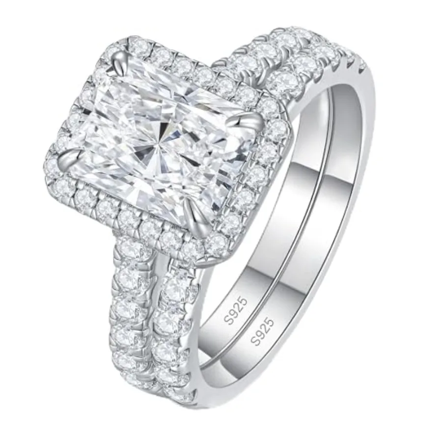 3CT Moissanite Wedding Ring Set for Women, Radiant Cut Halo Bridal Set, 925 Sterling Silver Engagement Ring Stackable, Annivers
3CT Moissanite Wedding Ring Set for Women, Radiant Cut Halo Bridal Set, 925 Sterling Silver Engagement Ring Stackable, Annivers