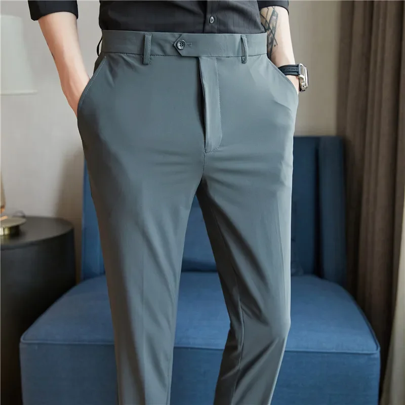 Men High Stretch Boutique Suits Pants Male Formal Wear Trousers Quality Men British Style Ice Silk Fabric Business Casual Pants
Men High Stretch Boutique Suits Pants Male Formal Wear Trousers Quality Men British Style Ice Silk Fabric Business Casual Pants