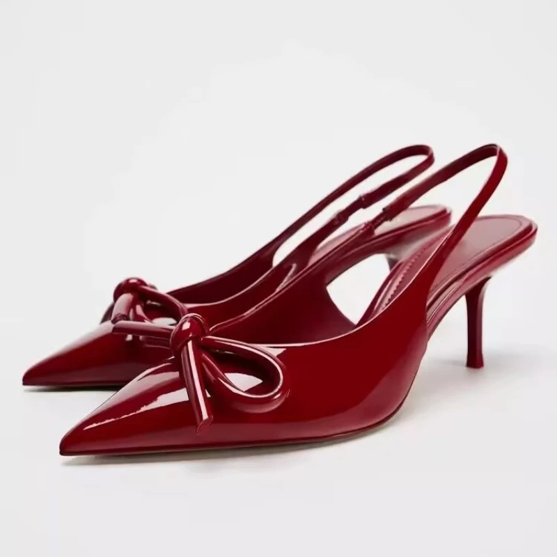 2025 Street Style Sexy Red Pointed Toe High Heels Women Bow Shallow Fashion Slingbacks Shoe Sandals Pumps Dress Wedding Mules
2025 Street Style Sexy Red Pointed Toe High Heels Women Bow Shallow Fashion Slingbacks Shoe Sandals Pumps Dress Wedding Mules