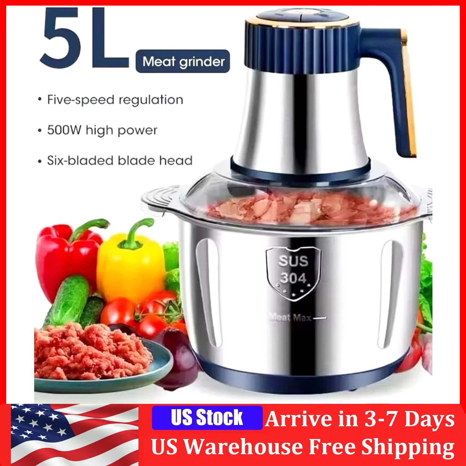 5L Electric Meat Grinders Vegetable Slicer Chopper 304 Stainless Steel Food Processor Mixer Machine New Kitchen Utensils
5L Electric Meat Grinders Vegetable Slicer Chopper 304 Stainless Steel Food Processor Mixer Machine New Kitchen Utensils