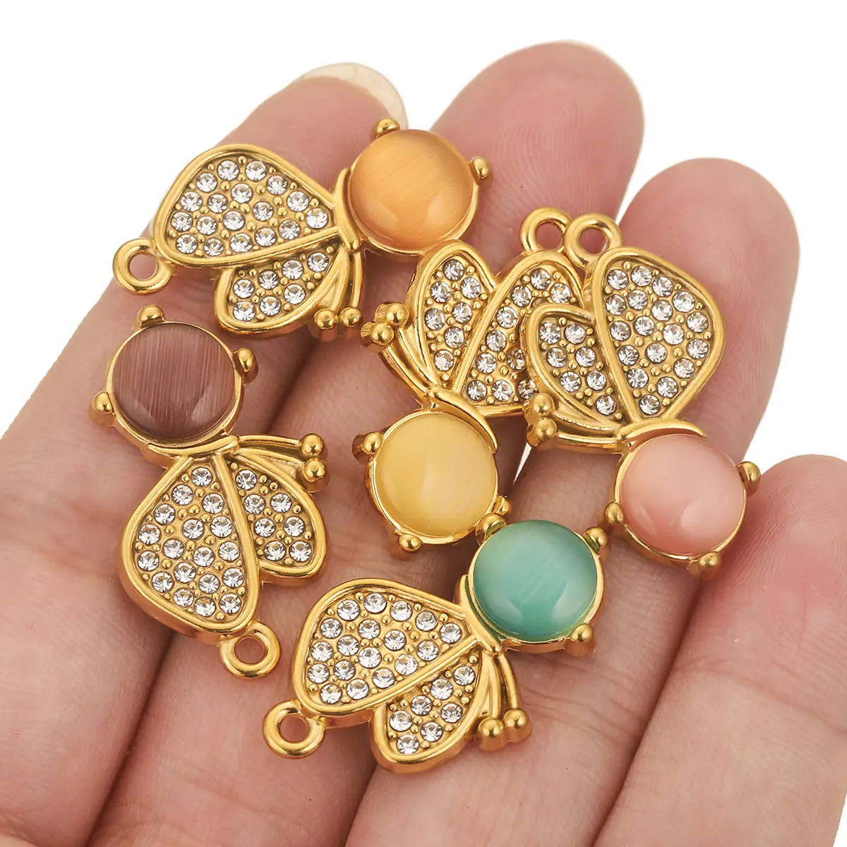 3pcs Stainless Steel Cat's Eye Stone Butterfly Charm Gold Color DIY Necklace Bracelet Earrings Jewelry Making Supplies Wholesale
3pcs Stainless Steel Cat's Eye Stone Butterfly Charm Gold Color DIY Necklace Bracelet Earrings Jewelry Making Supplies Wholesale