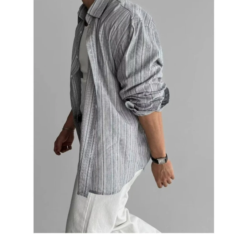 Vintage Mens Striped Printed Shirt Long Sleeve Turn-down Collar Buttoned Shirts Autumn New Casual Slim Fit Men Cardigan Shirts
Vintage Mens Striped Printed Shirt Long Sleeve Turn-down Collar Buttoned Shirts Autumn New Casual Slim Fit Men Cardigan Shirts