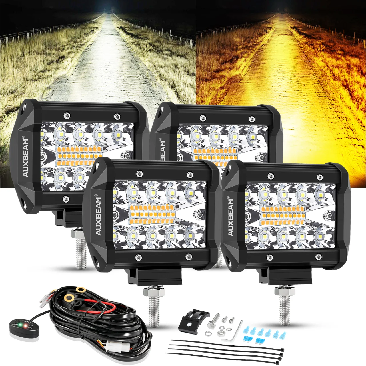 Auxbeam 4Pcs 4 Inch 6 Lighting Modes Amber White LED Work Light 120W 6000K LED Pods Lights with Harness for Truck Boat Jeep
Auxbeam 4Pcs 4 Inch 6 Lighting Modes Amber White LED Work Light 120W 6000K LED Pods Lights with Harness for Truck Boat Jeep