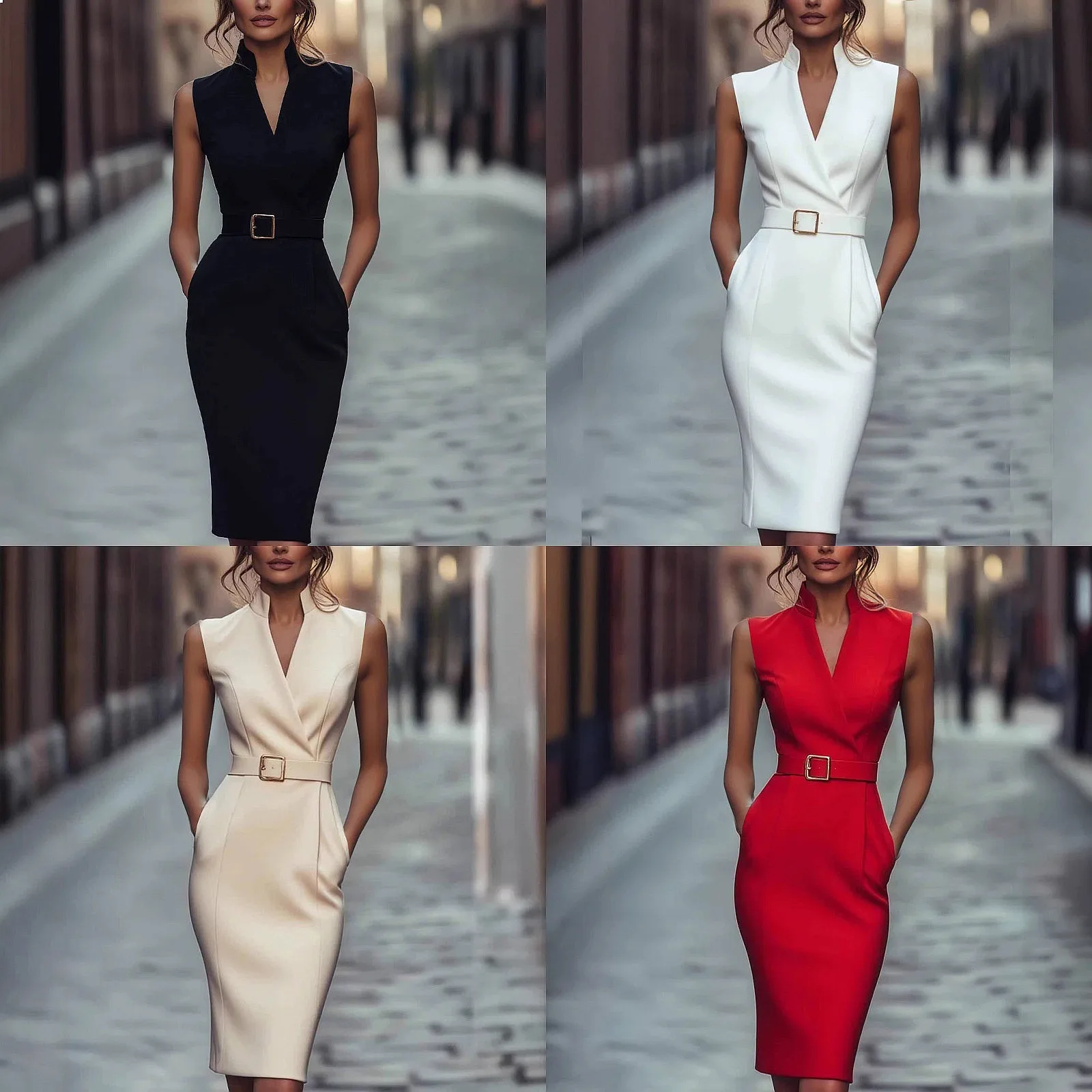 Elegant Belted Sleeveless Pocket Dress Casual Jumpsuit Playsuit Spring Summer Dresses
Elegant Belted Sleeveless Pocket Dress Casual Jumpsuit Playsuit Spring Summer Dresses