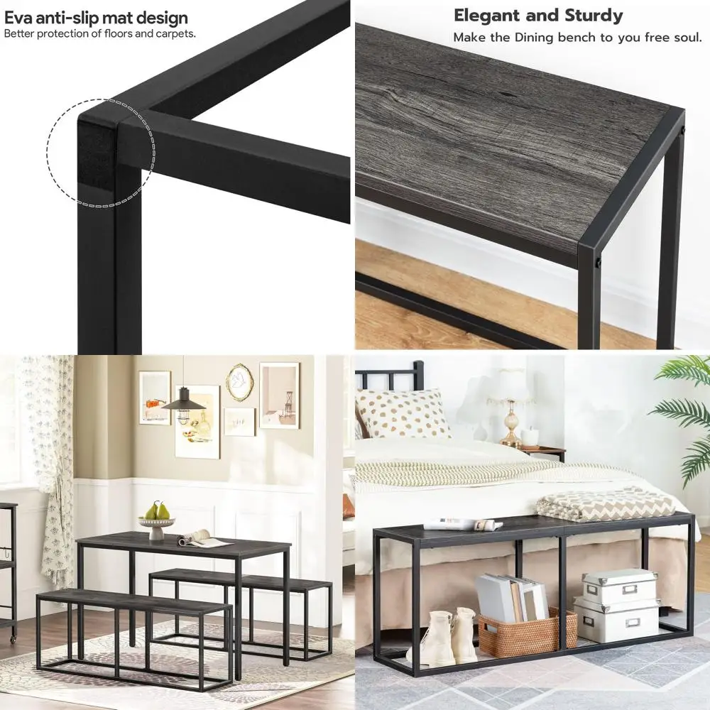 47.2 Industrial Style Dining Bench, Steel Frame, Easy Assembly, Charcoal Gray and Black
47.2 Industrial Style Dining Bench, Steel Frame, Easy Assembly, Charcoal Gray and Black