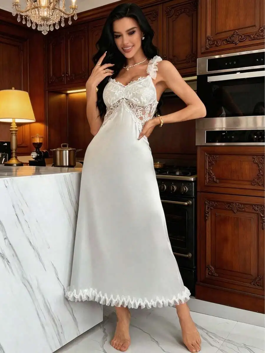 Elegant Lace Cami Nightdress For Women Slim Fit Satin Sleepwear
Elegant Lace Cami Nightdress For Women Slim Fit Satin Sleepwear