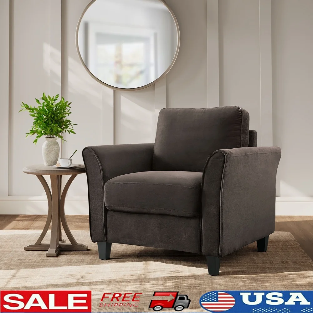 Modern Upholstered Accent Club Chair with Curved Arms Solid Hardwood Frame High Density Foam Cushions Home Office Spaces
Modern Upholstered Accent Club Chair with Curved Arms Solid Hardwood Frame High Density Foam Cushions Home Office Spaces