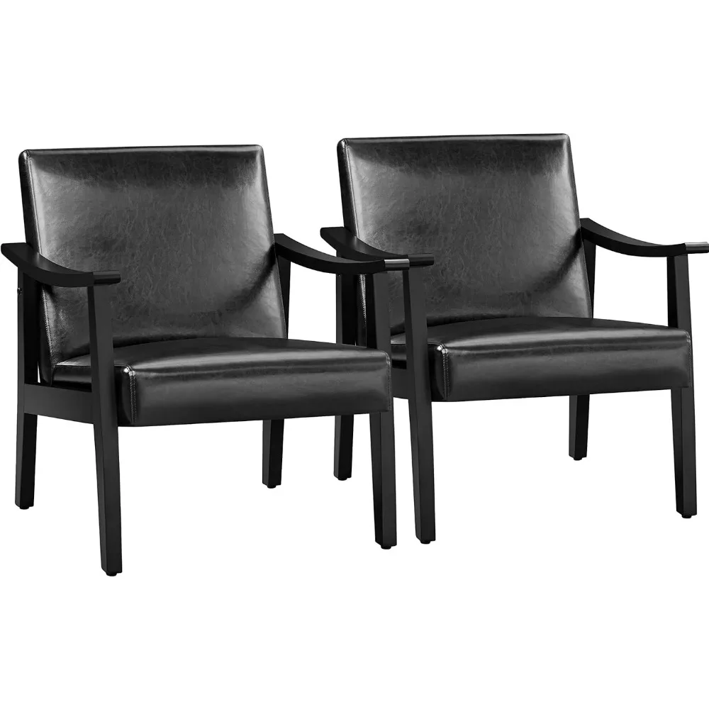 PU Leather Accent Chair, Mid-Century Modern Armchair with Solid Wood Legs, Reading Leisure Chair with High Back
PU Leather Accent Chair, Mid-Century Modern Armchair with Solid Wood Legs, Reading Leisure Chair with High Back