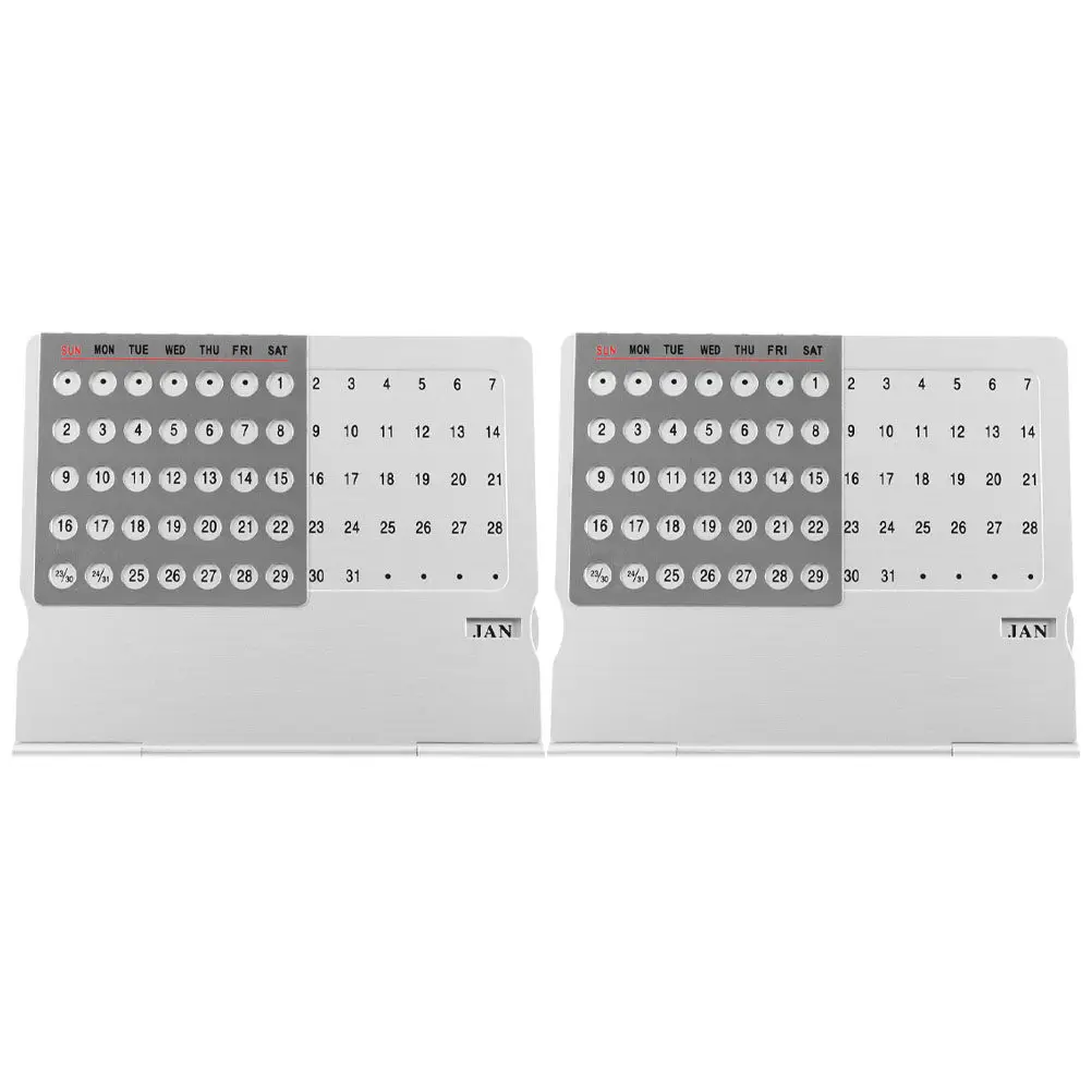 2Pcs Aluminum Perpetual Calendar Metal Desktop Small Standing Date Display Office Desk Decor Reusable Desktop Ornament
2Pcs Aluminum Perpetual Calendar Metal Desktop Small Standing Date Display Office Desk Decor Reusable Desktop Ornament
