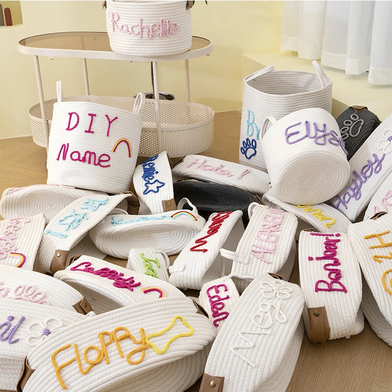Custom Handmade Newborn Name Basket Baby Shower Gift Basket Personalized Diaper Basket Rope Cotton Toy Storage Basket
Custom Handmade Newborn Name Basket Baby Shower Gift Basket Personalized Diaper Basket Rope Cotton Toy Storage Basket