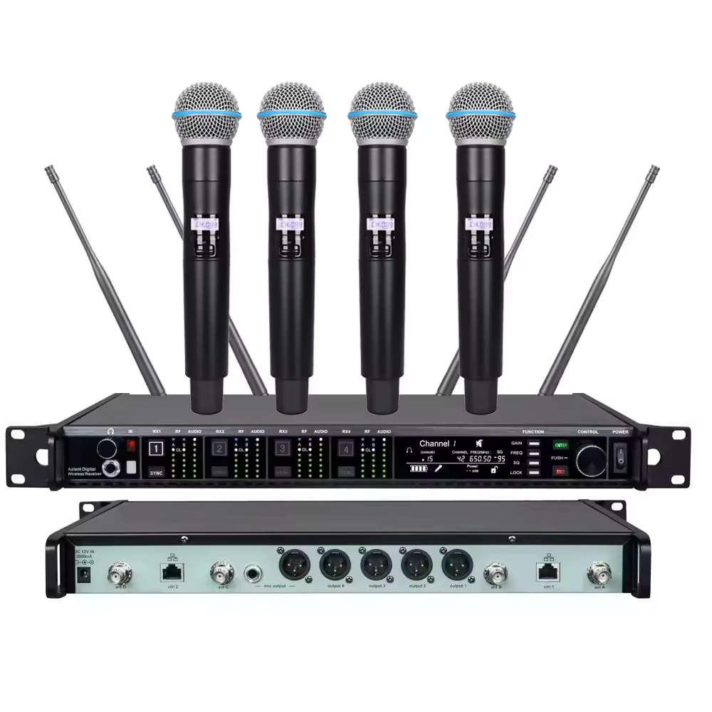 Professional AD4D True Diversity Wireless 4-Channel Handheld Lavalier Headset Microphone And For Conference Use
Professional AD4D True Diversity Wireless 4-Channel Handheld Lavalier Headset Microphone And For Conference Use