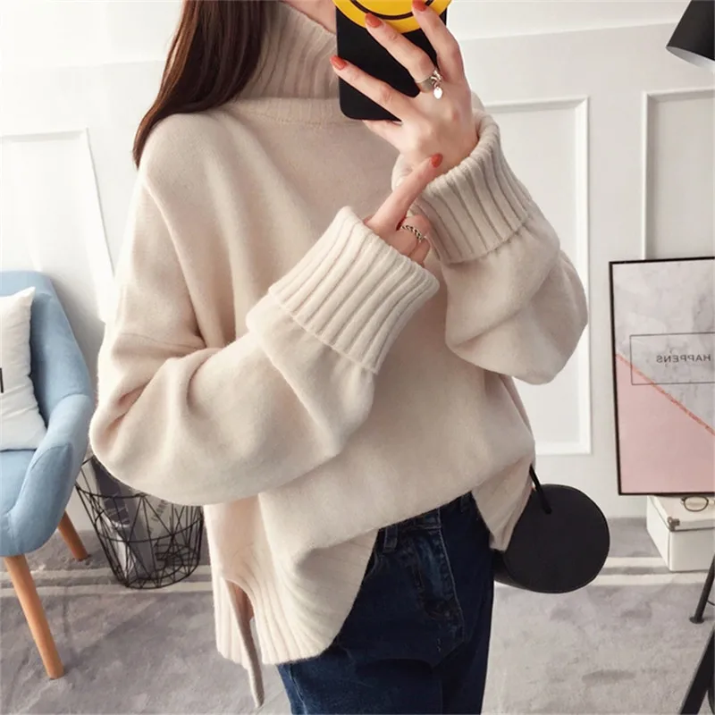 Autumn High Collar Split Hem Thick Warm Red Knitted Pullover Sweater Women Loose Casual Soft Ladies Turtleneck Knit Jumper
Autumn High Collar Split Hem Thick Warm Red Knitted Pullover Sweater Women Loose Casual Soft Ladies Turtleneck Knit Jumper