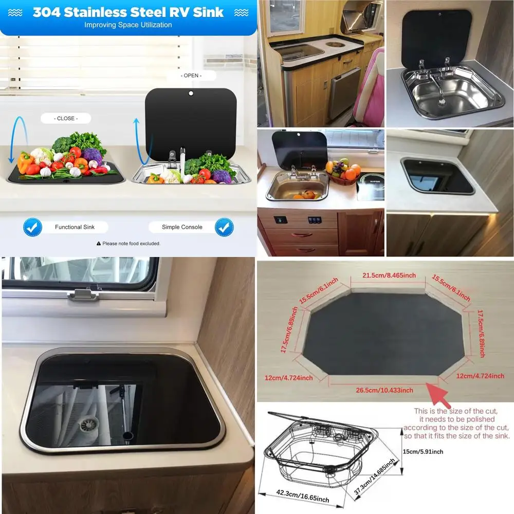 15x17 Undermount RV Bar Sink, Single Bowl, 304 Stainless Steel, Drop-in Design for Caravan, Camper, Van, Boat, & Trailer
15x17 Undermount RV Bar Sink, Single Bowl, 304 Stainless Steel, Drop-in Design for Caravan, Camper, Van, Boat, & Trailer