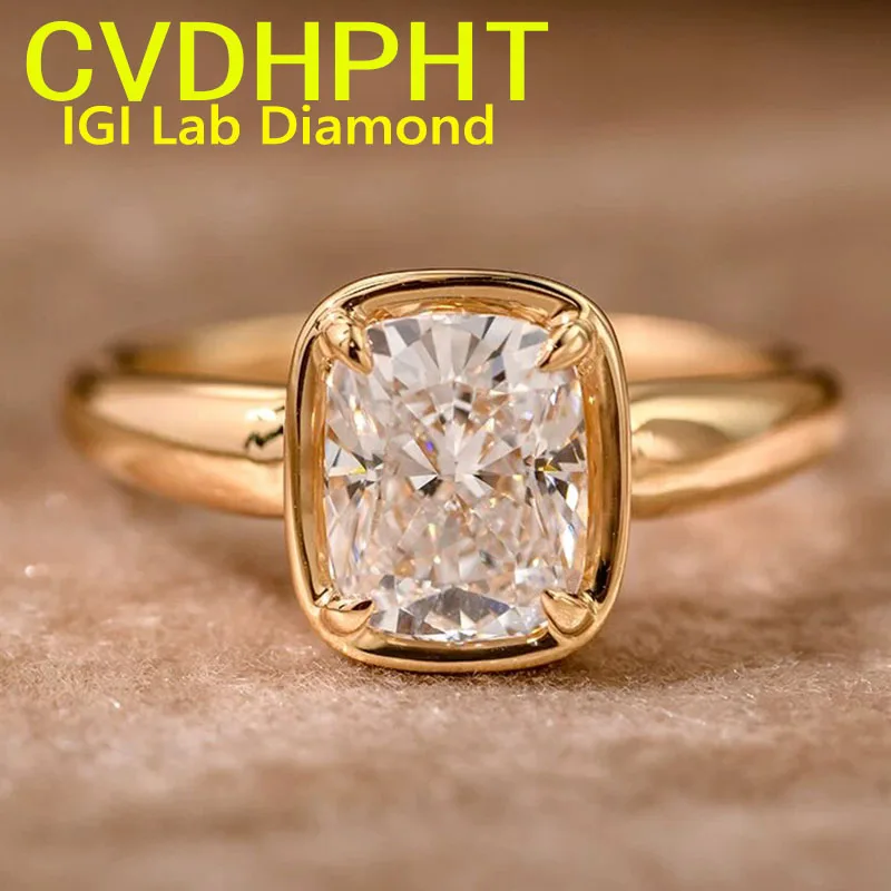 Real Solid Yellow gold Ring Wedding Band Jewelry Diamond with Cushion shape IGI Lab grown diamond Engagement Rings for Women
Real Solid Yellow gold Ring Wedding Band Jewelry Diamond with Cushion shape IGI Lab grown diamond Engagement Rings for Women