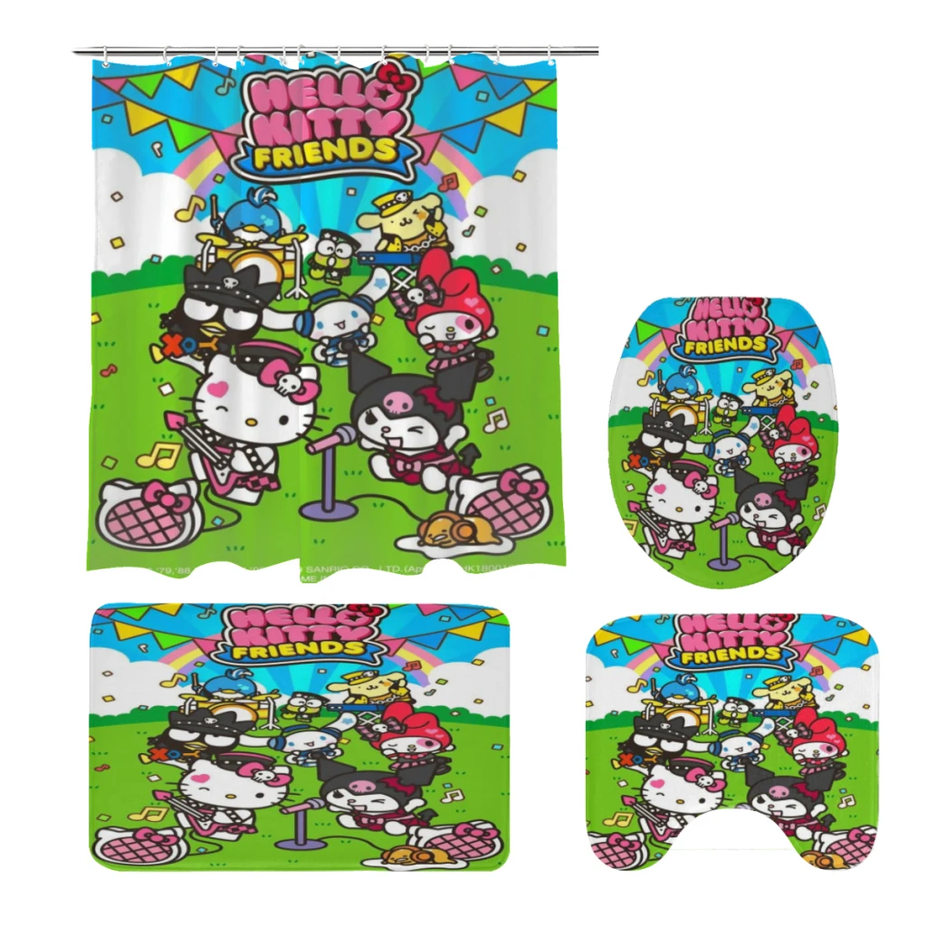 Cute Sanrio Hello Kitty Kawaii 4pcs/set Shower Curtain Waterproof Polyester Bath Curtain Home New Year Bedroom Cartoon Curtains
Cute Sanrio Hello Kitty Kawaii 4pcs/set Shower Curtain Waterproof Polyester Bath Curtain Home New Year Bedroom Cartoon Curtains