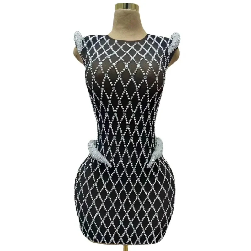 Transparent Short Dress Sparkly Rhinestones Bodycon Party Show Stage Performance Costume Women Singer Evening Celebrate Clothes
Transparent Short Dress Sparkly Rhinestones Bodycon Party Show Stage Performance Costume Women Singer Evening Celebrate Clothes