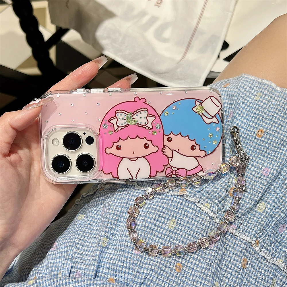 Cartoon Little Twin Stars Soft Silicone Case For iPhone 16 15 Pro 14 13 Pro Max 12 11 Cute Pink Cover with Crystal Bracelet
Cartoon Little Twin Stars Soft Silicone Case For iPhone 16 15 Pro 14 13 Pro Max 12 11 Cute Pink Cover with Crystal Bracelet
