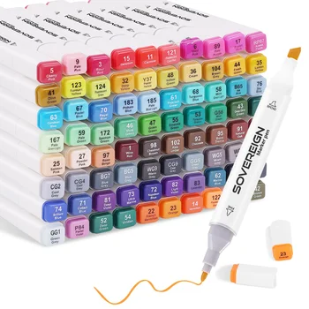 60/80 Color Alcohol Markers,Dual Tip Head Acrylic Marker for Graffiti,Drawing,Handwriting Art Set Students Supplies Stationery