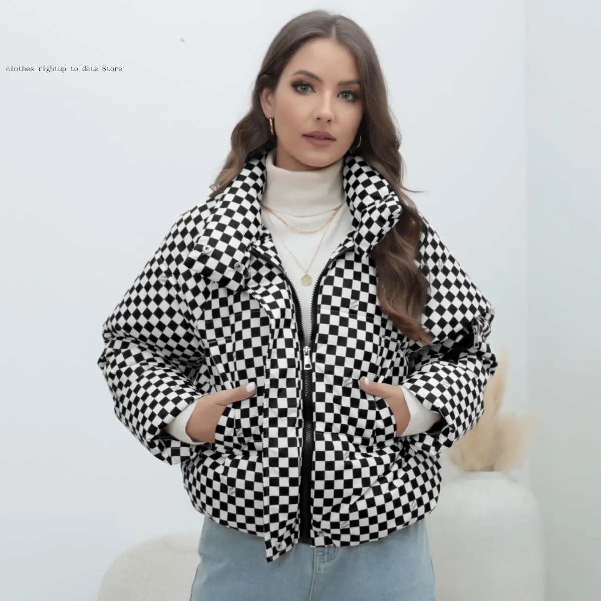 Spring Autumn Winter European and American Coat Checkered Coat Bread Coat Warm Down Cotton Coat Women
Spring Autumn Winter European and American Coat Checkered Coat Bread Coat Warm Down Cotton Coat Women