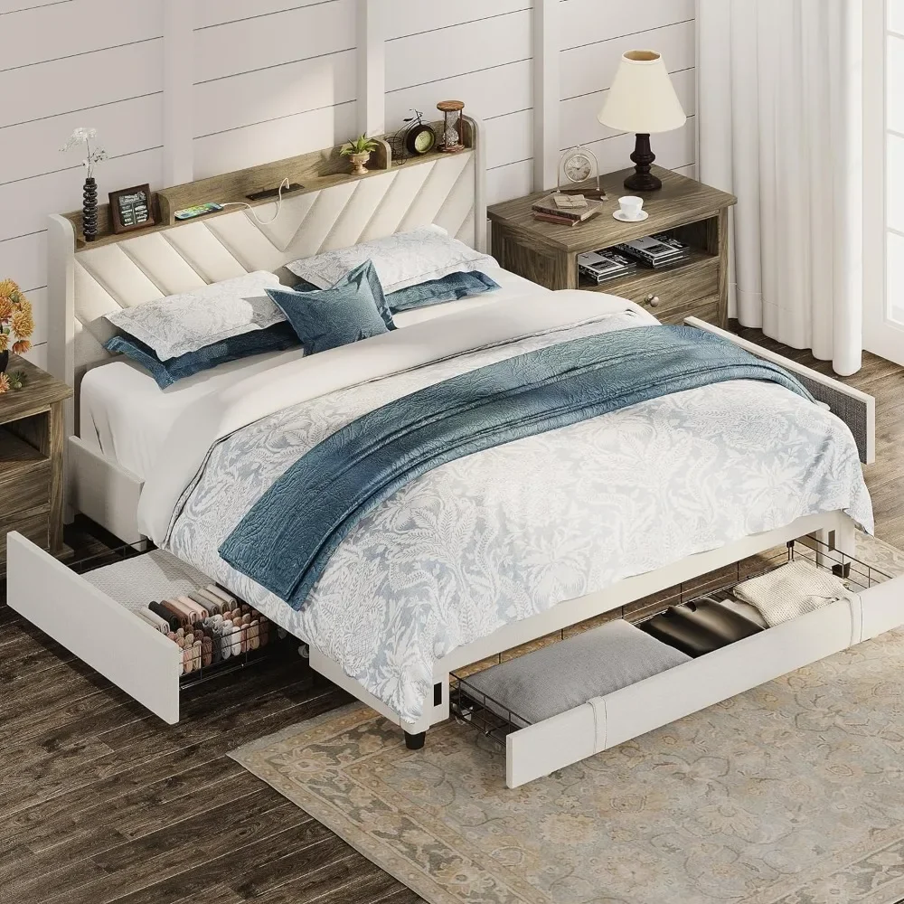 Queen Size Bed Frame, AC Type C & USB Charge Station, Wood Support Slats Easy Assembly,Bed Frame
Queen Size Bed Frame, AC Type C & USB Charge Station, Wood Support Slats Easy Assembly,Bed Frame