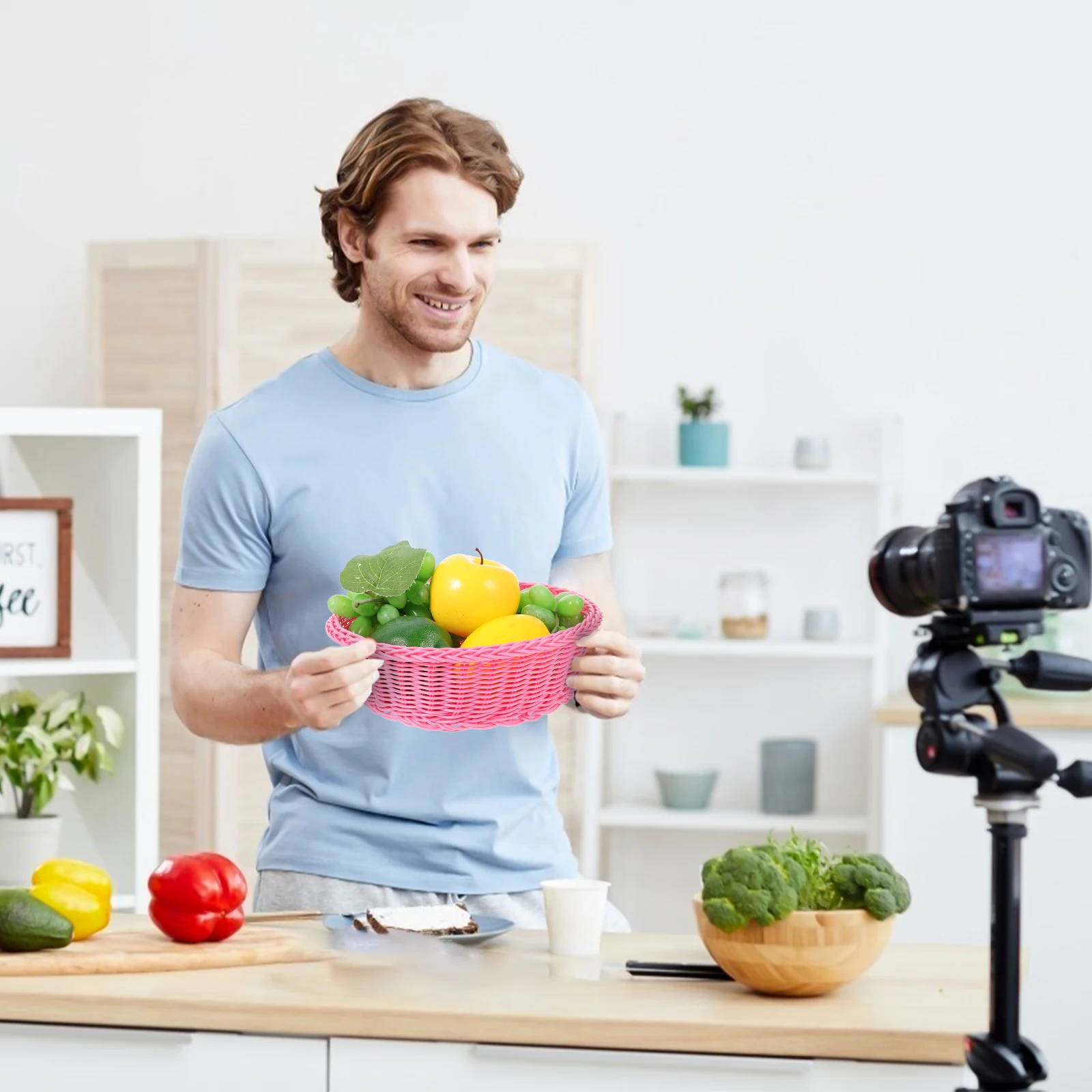 Fruit Basket Storage Round Woven Tray Cute for Gifts Plastic Kitchen Pink Baskets
Fruit Basket Storage Round Woven Tray Cute for Gifts Plastic Kitchen Pink Baskets