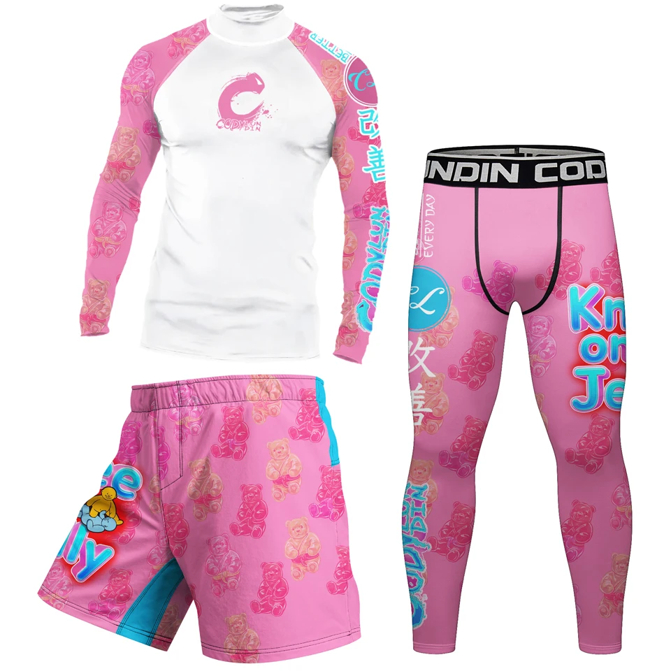 Sportswear With Rubber Anti Slip Mens Rashguard Underwear MMA Compression T-shirts Legging Rush Guard Boxing Shorts Sports Sets
Sportswear With Rubber Anti Slip Mens Rashguard Underwear MMA Compression T-shirts Legging Rush Guard Boxing Shorts Sports Sets