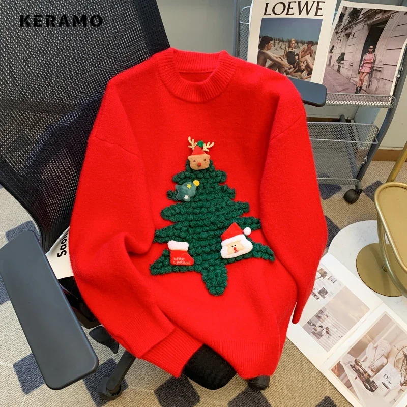 Chirstmas Style Sweet Casual Y2K Pullovers 2024 Winter Women Knitting Long Sleeve Jumpers 3D Decoration Round Neck Red Sweater
Chirstmas Style Sweet Casual Y2K Pullovers 2024 Winter Women Knitting Long Sleeve Jumpers 3D Decoration Round Neck Red Sweater