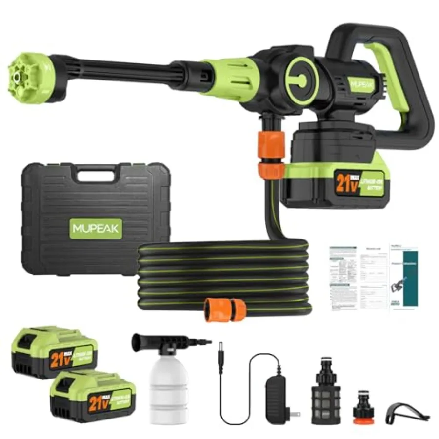 Brushless Cordless Pressure Washer 1100PSI-Cordless Power Washer with 2 Batteries 6-in-1 Nozzle/3-Modes Adjustable 21V 4.0Ah Po
Brushless Cordless Pressure Washer 1100PSI-Cordless Power Washer with 2 Batteries 6-in-1 Nozzle/3-Modes Adjustable 21V 4.0Ah Po