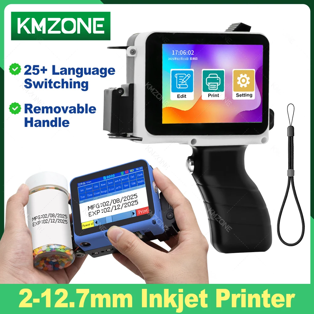 12.7mm Portable Mini Handheld Inkjet Printer for QR Barcode Batch Date Number Logo Expiry Date Coding Machine 28 Languages
12.7mm Portable Mini Handheld Inkjet Printer for QR Barcode Batch Date Number Logo Expiry Date Coding Machine 28 Languages