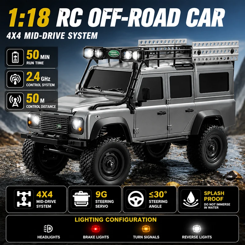 MN Model MN111C 4x4 RC Crawler 1:18 Scale Offroad Truck 2.4G 48° Climbing Metal Shock Absorber Simulation Toy for Adults Kids
MN Model MN111C 4x4 RC Crawler 1:18 Scale Offroad Truck 2.4G 48° Climbing Metal Shock Absorber Simulation Toy for Adults Kids