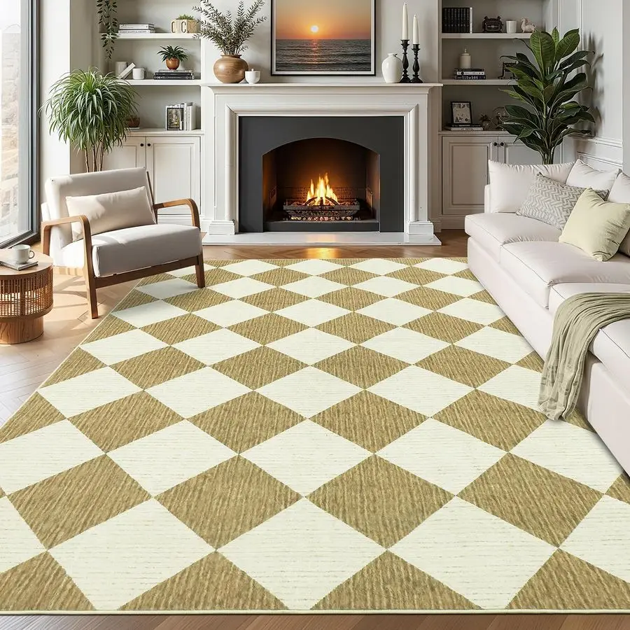 Area Rugs 8x10 for Living Room, Checkered Large Washable Rug Soft Non Slip Backing Floor Mat Carpet Indoor Thin Brown Rug for Be
Area Rugs 8x10 for Living Room, Checkered Large Washable Rug Soft Non Slip Backing Floor Mat Carpet Indoor Thin Brown Rug for Be