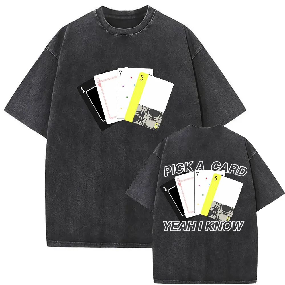 Washed Vintage The 1975 Pick A Card Yeah I Know Discography Print T-shirt Male Gothic Rock Short Sleeve Men's Hip Hop T Shirts
Washed Vintage The 1975 Pick A Card Yeah I Know Discography Print T-shirt Male Gothic Rock Short Sleeve Men's Hip Hop T Shirts
