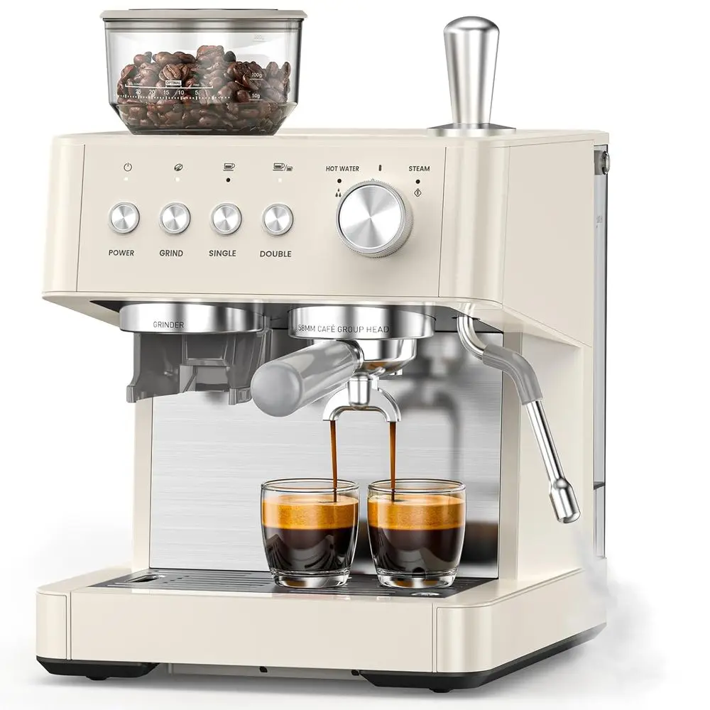 (2026 Upgrade) 15 Bar hine with Built-in Anti-Clog Coee Grinder, Expro Coee hines with Milk Steam Wand/rotheamping Tools,Maker w
(2026 Upgrade) 15 Bar hine with Built-in Anti-Clog Coee Grinder, Expro Coee hines with Milk Steam Wand/rotheamping Tools,Maker w