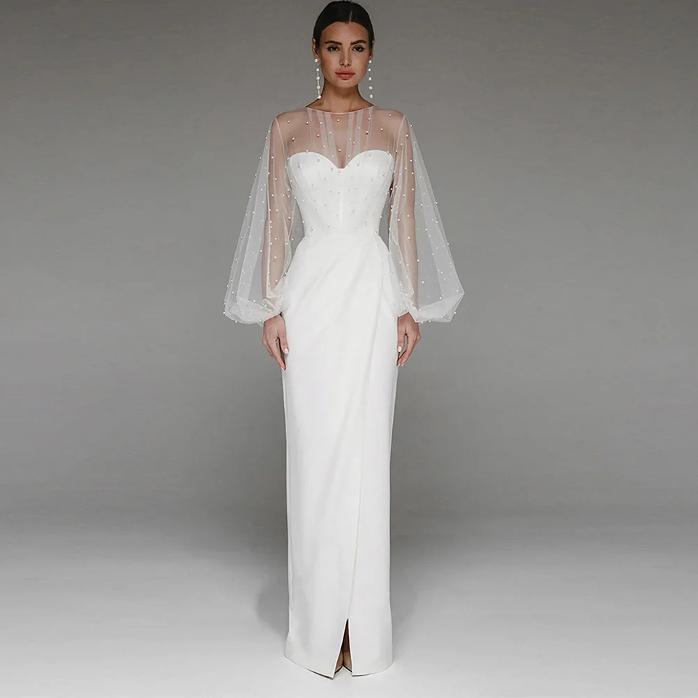 Crew Neck Long Sleeves Lantern Sleeve Evening Dress Customized Modern Straight Beading Party Dresses Floor Length Prom Dress
Crew Neck Long Sleeves Lantern Sleeve Evening Dress Customized Modern Straight Beading Party Dresses Floor Length Prom Dress