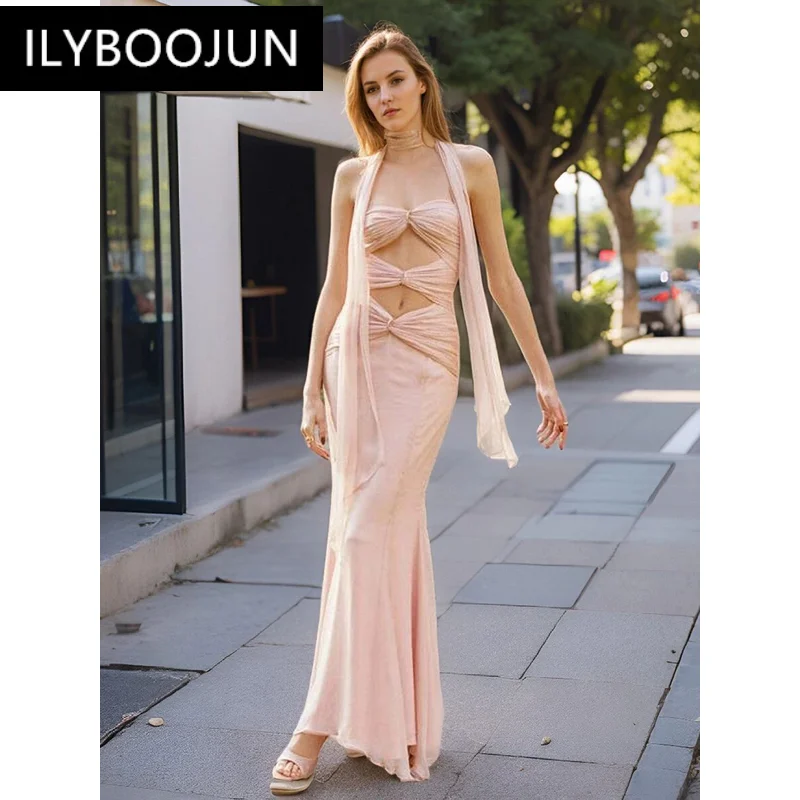 BY Fashion Women's Pink Scarf Maxi Dress Strapless Sleeveless Hollow Out Sexy Evening Party Gowns 2024 New Brand
BY Fashion Women's Pink Scarf Maxi Dress Strapless Sleeveless Hollow Out Sexy Evening Party Gowns 2024 New Brand