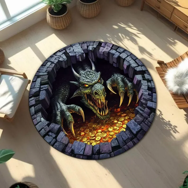 Visual 3D Flat Dragon Circular Carpet, Terrifying Illusion, Longan Gothic Fantasy Floor Decoration, Halloween Home Decor
Visual 3D Flat Dragon Circular Carpet, Terrifying Illusion, Longan Gothic Fantasy Floor Decoration, Halloween Home Decor