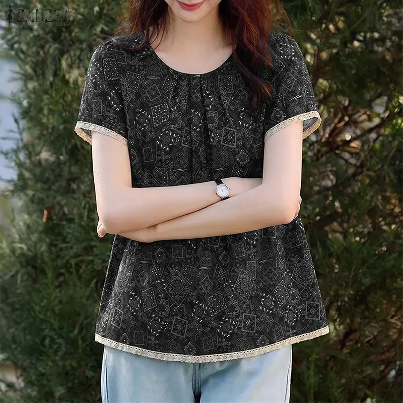 Vintage Printed Blouse ZANZEA 2026 Summer Women Short Sleeve Holiday Tops Retro Work Shirt Mujer Female O Neck Blusas Chemise
Vintage Printed Blouse ZANZEA 2026 Summer Women Short Sleeve Holiday Tops Retro Work Shirt Mujer Female O Neck Blusas Chemise