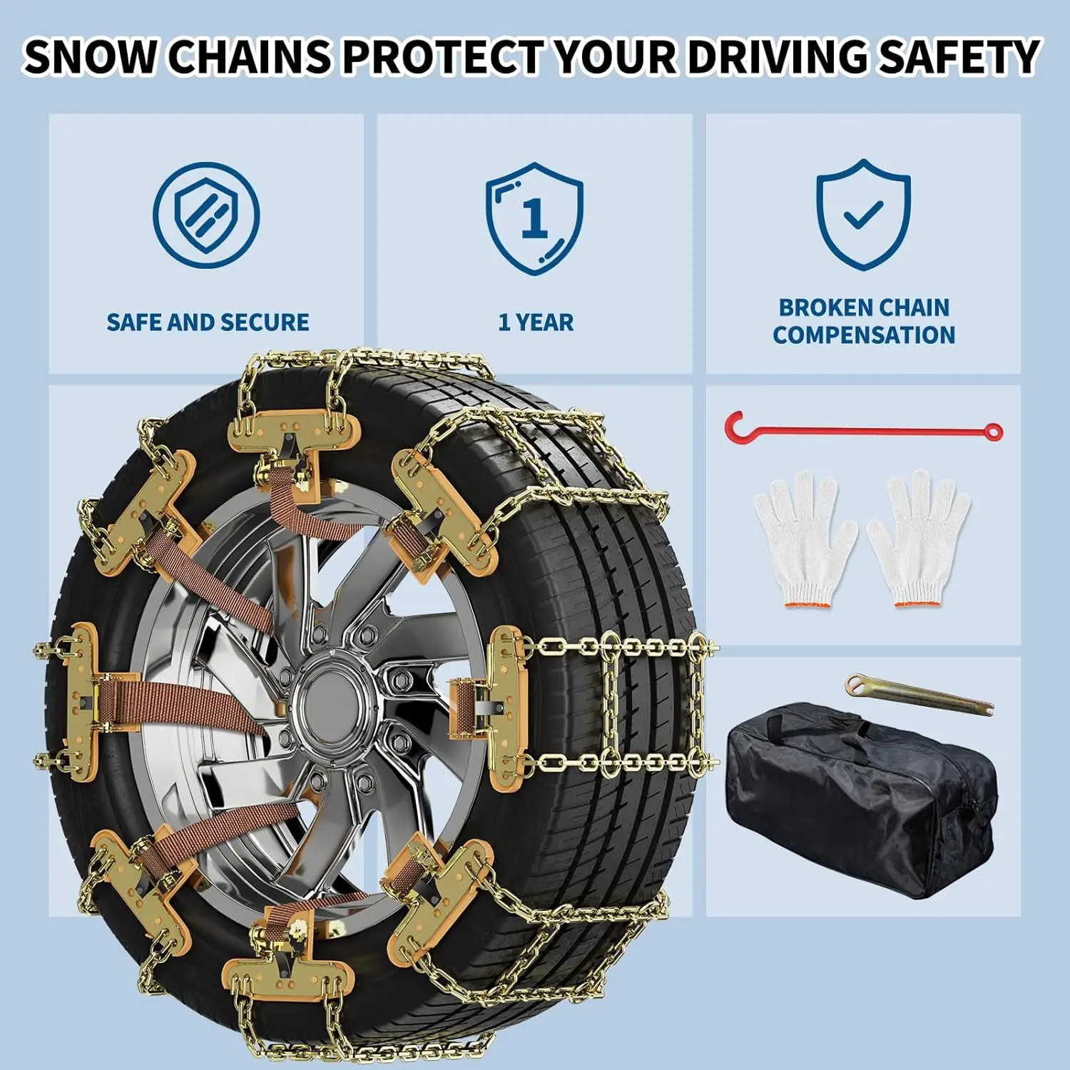Barbella Car Snow Chains, Emergency Tire Chains For Car, Universal Anti Slip Snow Chains
Barbella Car Snow Chains, Emergency Tire Chains For Car, Universal Anti Slip Snow Chains
