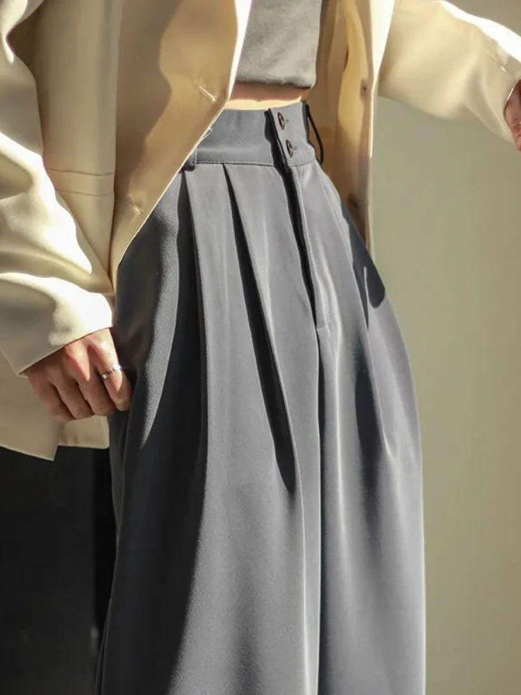 Solid Office Style Casual Suit Pants Women Button High Waist Elegant Pants Female Pocket Loose Wide-legged Korean Pants 2022 New
Solid Office Style Casual Suit Pants Women Button High Waist Elegant Pants Female Pocket Loose Wide-legged Korean Pants 2022 New