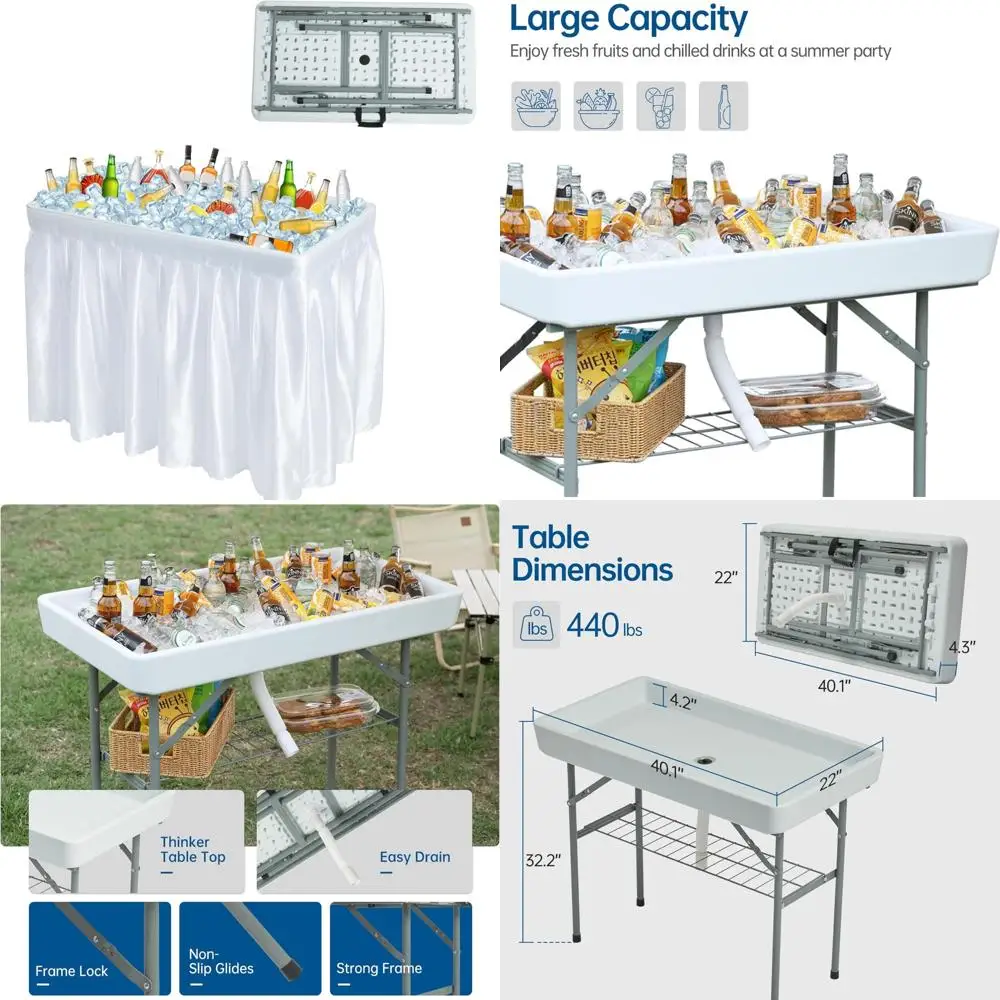 Портативный складной стол-холодильник со съемной юбкой — идеально подходит для вечеринок, барбекю, кемпинга и свадеб на открытом воздухе
Портативный складной стол-холодильник со съемной юбкой — идеально подходит для вечеринок, барбекю, кемпинга и свадеб на открытом воздухе