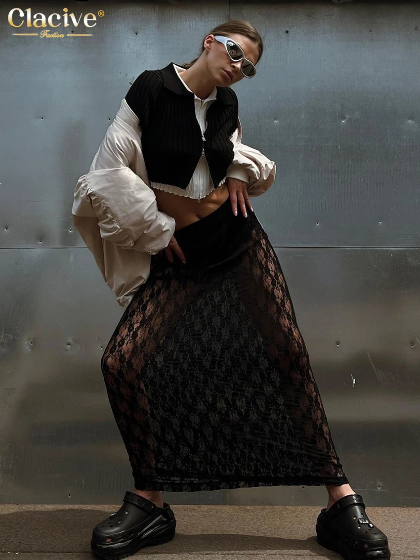 Clacive Sexy Loose Black Lace Skirts For Women Fashion High Waist Ankle Length Skirt Elegant Classic See Through Female Skirt
Clacive Sexy Loose Black Lace Skirts For Women Fashion High Waist Ankle Length Skirt Elegant Classic See Through Female Skirt