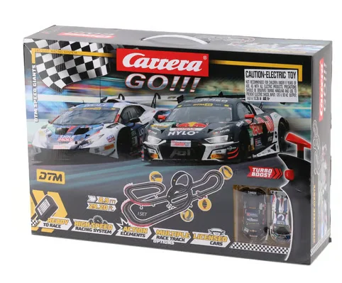 Carrera GO!!! DTM Speed Giants 1/43 Slot Car Racing Track Set w/Audi R8 LMS GT3 & Lamborghini Huracán GT3 Cars
Carrera GO!!! DTM Speed Giants 1/43 Slot Car Racing Track Set w/Audi R8 LMS GT3 & Lamborghini Huracán GT3 Cars