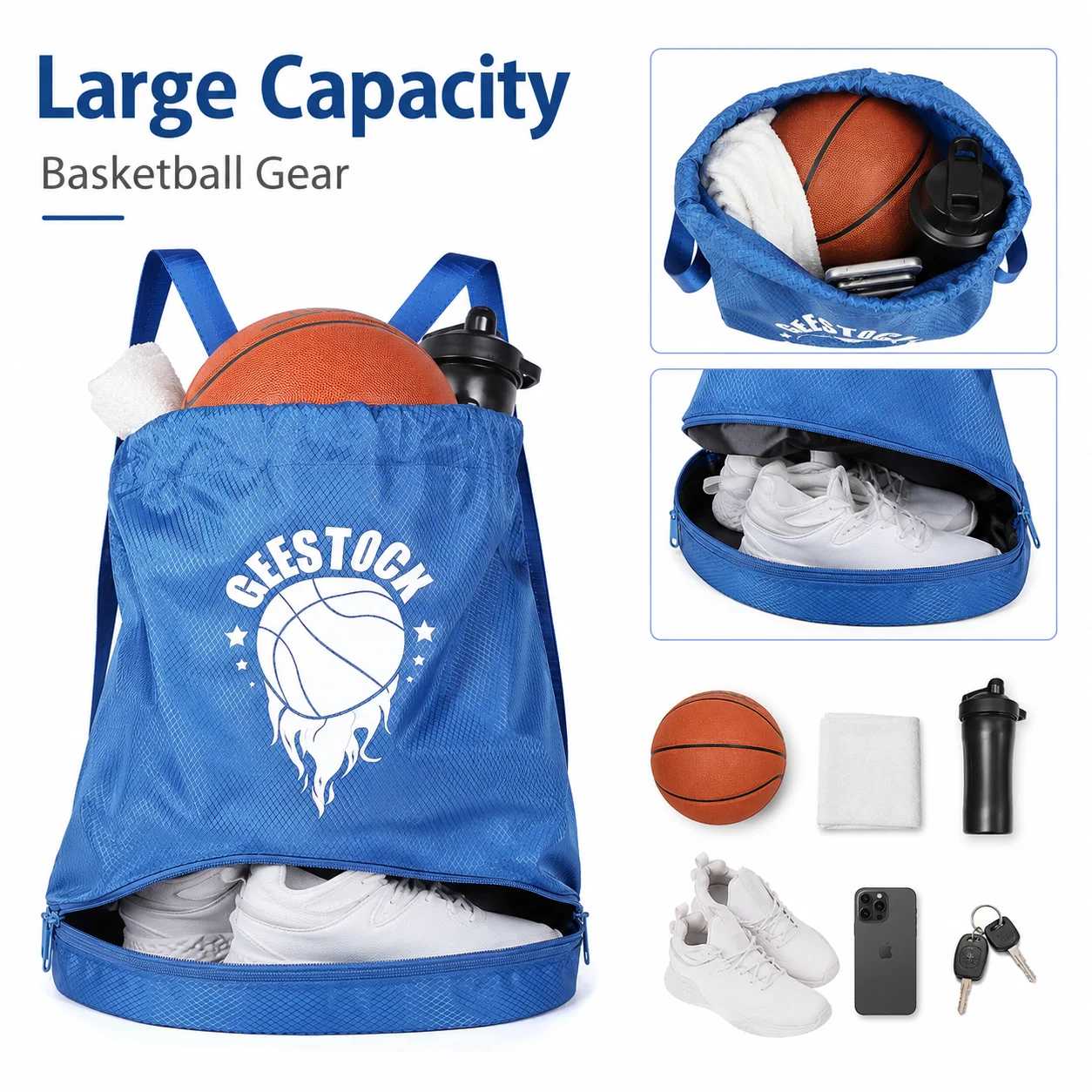 Basketball Drawstring Backpack for Kids & Adults, Lightweight Sports Gym Bag, Multi-layer Storage with Zipper Compartment, Durab
Basketball Drawstring Backpack for Kids & Adults, Lightweight Sports Gym Bag, Multi-layer Storage with Zipper Compartment, Durab