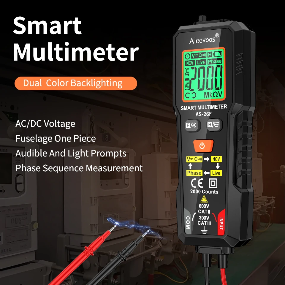 Aicevoos Automatic Digital Smart Multimeter,True RMS,Auto Range,AC/DC Voltage Tester,Electrical Professional Multimetro,NCV
Aicevoos Automatic Digital Smart Multimeter,True RMS,Auto Range,AC/DC Voltage Tester,Electrical Professional Multimetro,NCV