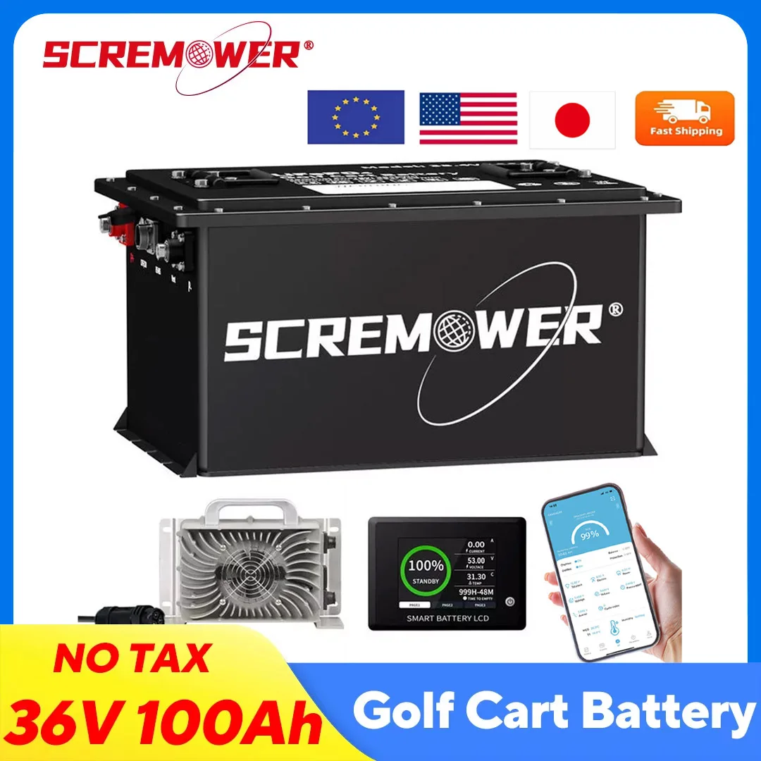 SCREAM POWER 36V 105Ah LiFePO4 Golf Cart Battery Smart 200A BMS with Touch Monitor & Mobile APP and Charger Rechargeable Battery
SCREAM POWER 36V 105Ah LiFePO4 Golf Cart Battery Smart 200A BMS with Touch Monitor & Mobile APP and Charger Rechargeable Battery